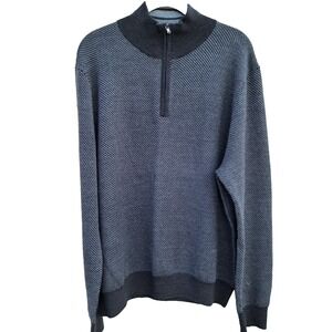Stewart of Scotland Men's Grey Wool Blend Long Sleeve 1/3 Zipper Sweater XL